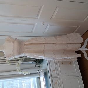 Quince Beige Smocked Midi Dress